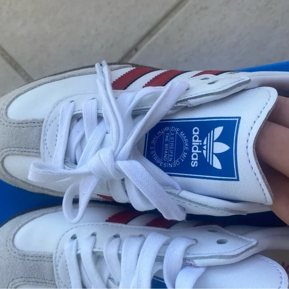 Adidas Samba White and Red Sneakers size 6.5 - Picture 6 of 9